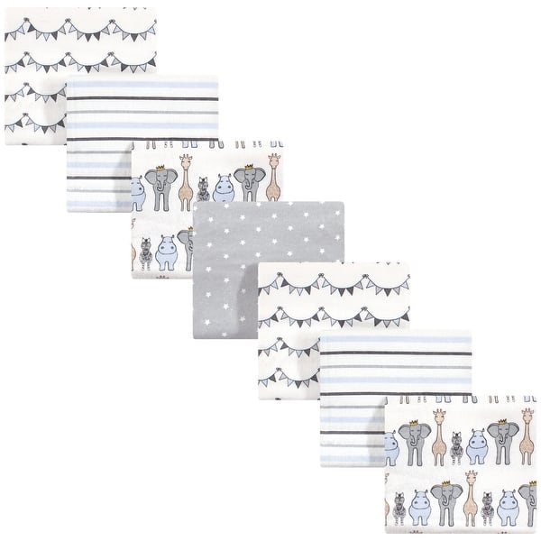 slide 1 of 1, Hudson Baby Infant Boy Cotton Flannel Receiving Blankets Bundle, Royal Safari, One Size - Royal Safari - One Size One Size - Royal Safari