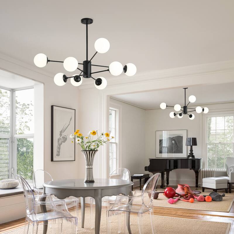 Mid-century Modern 8-light Glass Bubble Sputnik Chandelier
