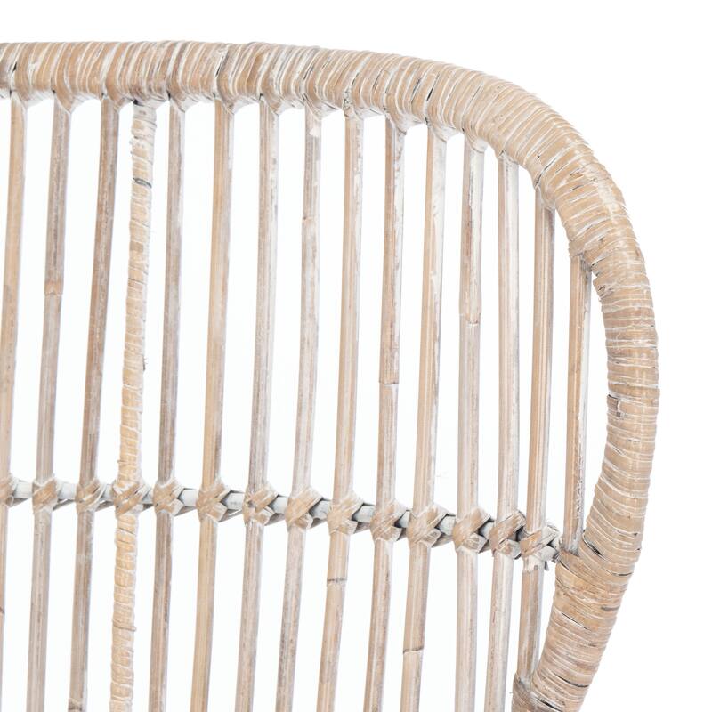 SAFAVIEH Norah Rattan Accent Chair with Cushion - 28.4" W x 25.2" L x 34.3" H - 28Wx25Dx34H