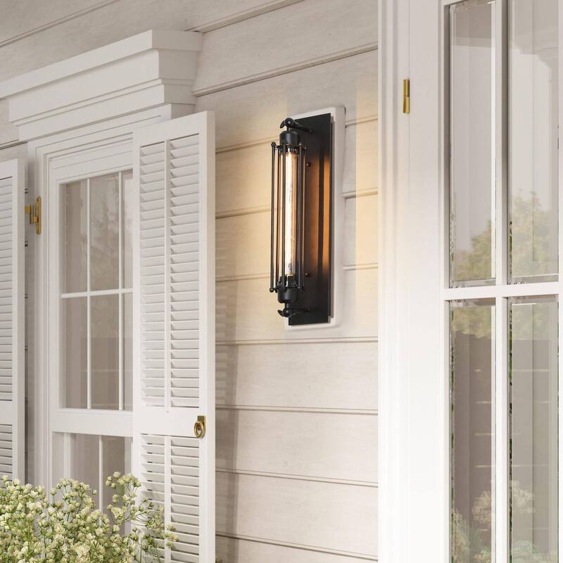 Modern Farmhouse 1-Light Black Metal Flush Mount Wall Sconces