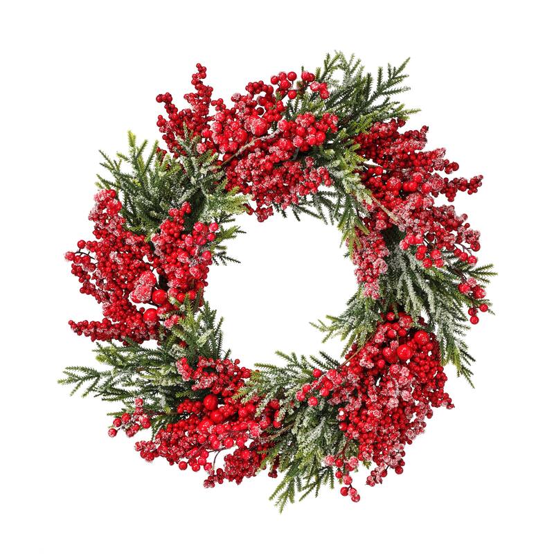 24" Frosted Berry Mini Spruce Wreath