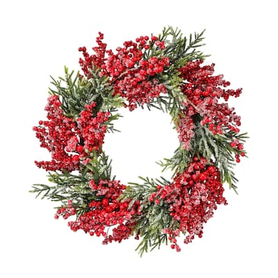 24" Frosted Berry Mini Spruce Wreath