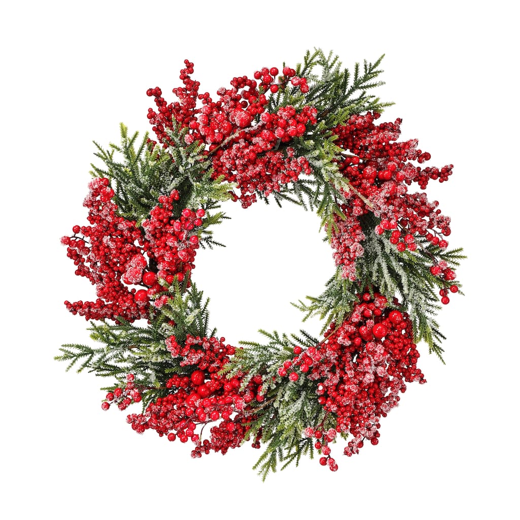 24" Frosted Berry Mini Spruce Wreath