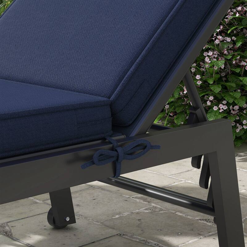 Outsunny 2 Patio Chaise Lounge Chair Cushions with Backrests, Replacement Patio Cushions with Ties for Outdoor Poolside Lounge