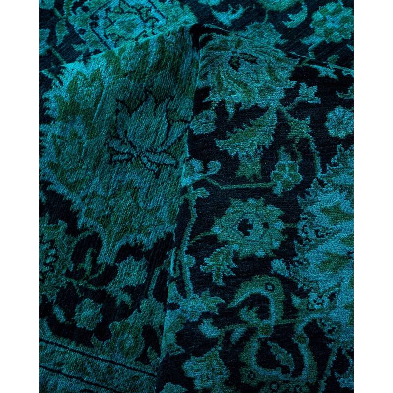 Overton Hand Knotted Wool Vintage Inspired Modern Contemporary Overdyed Black Area Rug - 9' 2" x 12' 0"