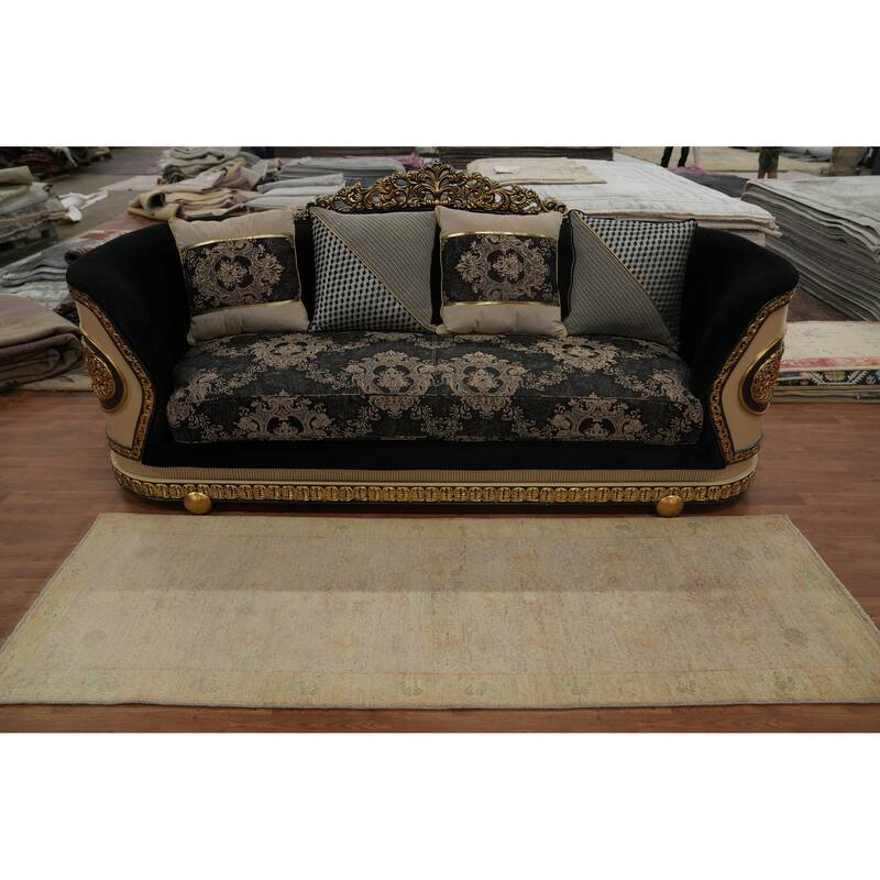 Hand Knotted Oriental 100% Wool Carpet Traditional Floral Purples Ziegler Runner Rug - 8' 0'' X 2' 8''