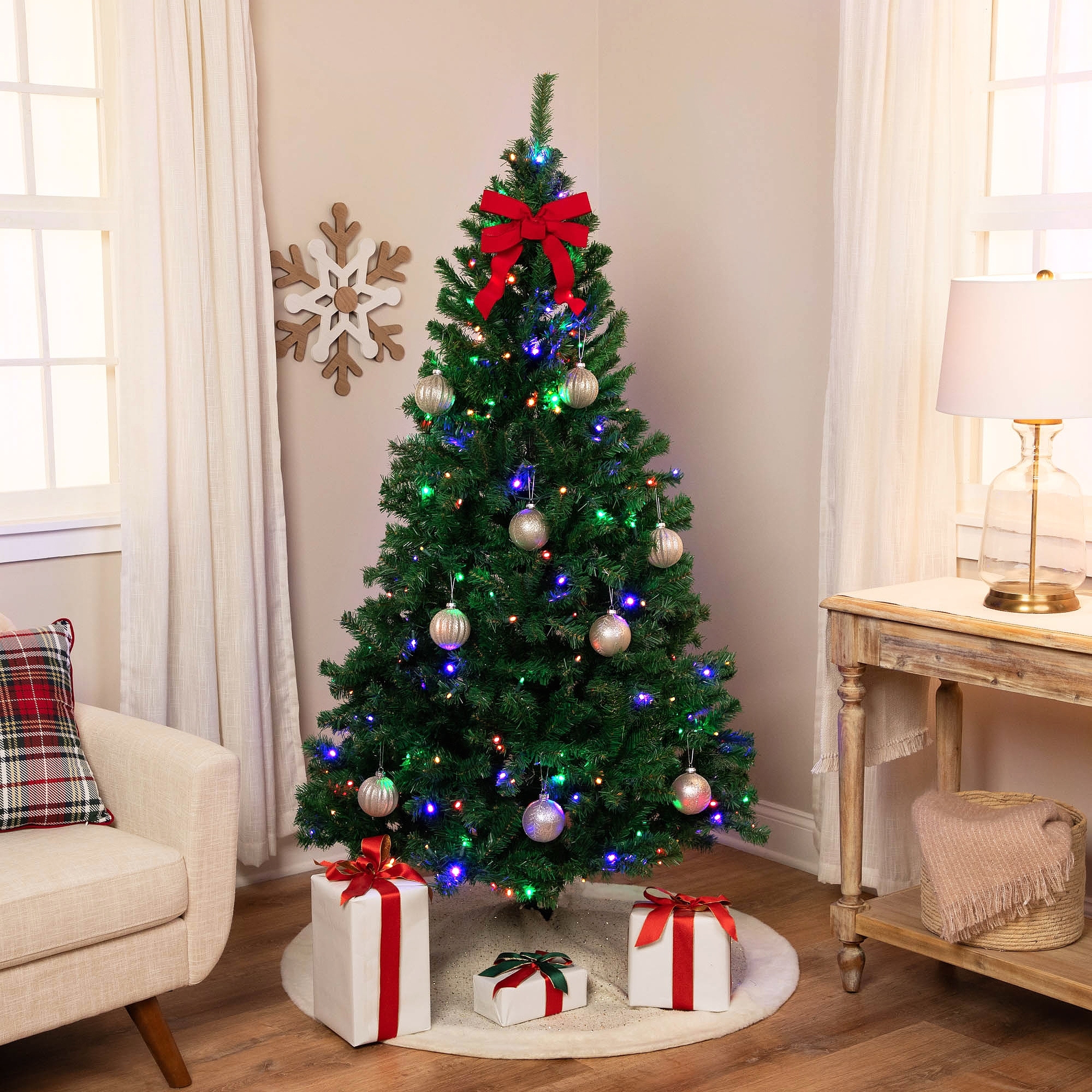 6' LED Medium Mixed Pine Artificial Christmas Tree Multi Lights - 6 Foot