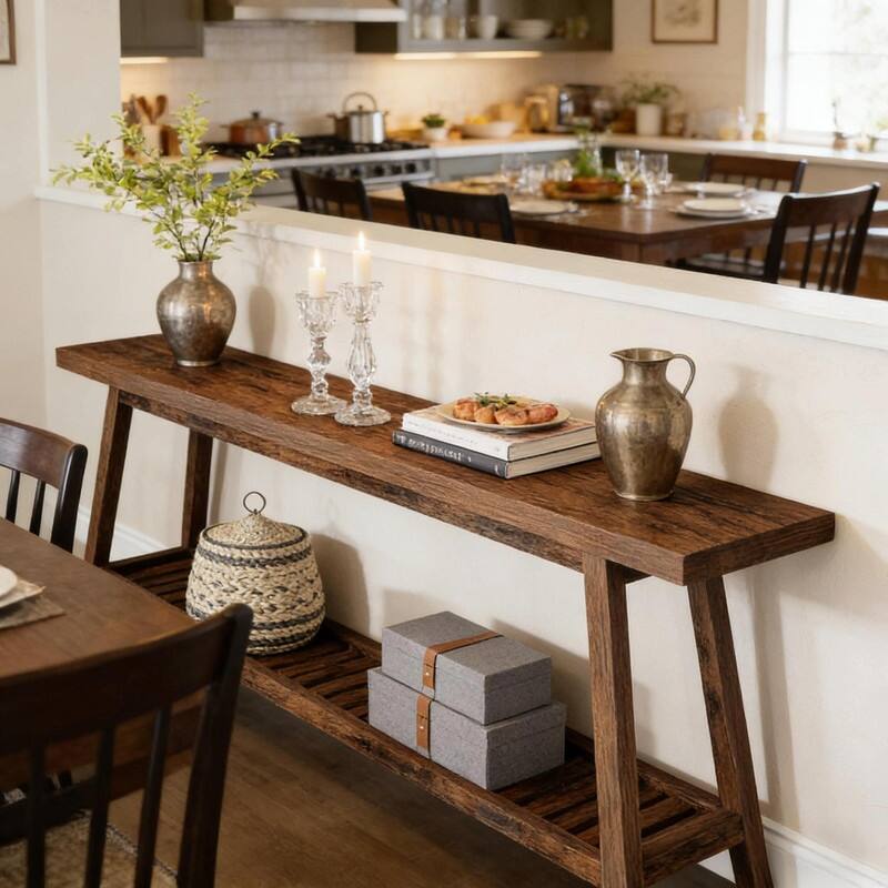 2-Tier Sofa Console Table - Extra-Long Entryway Table