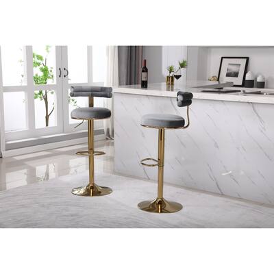 Swivel Adjustable Counter Height Bar Chair with Padded Back (Set of 2), Black