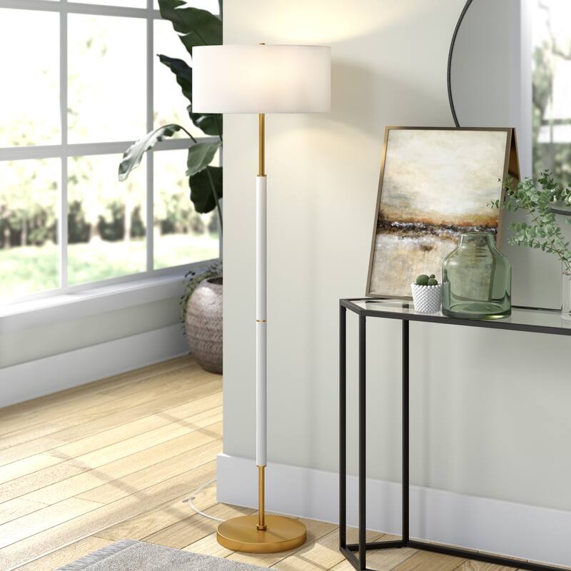 Simone 2-Light Floor Lamp with Fabric Shade