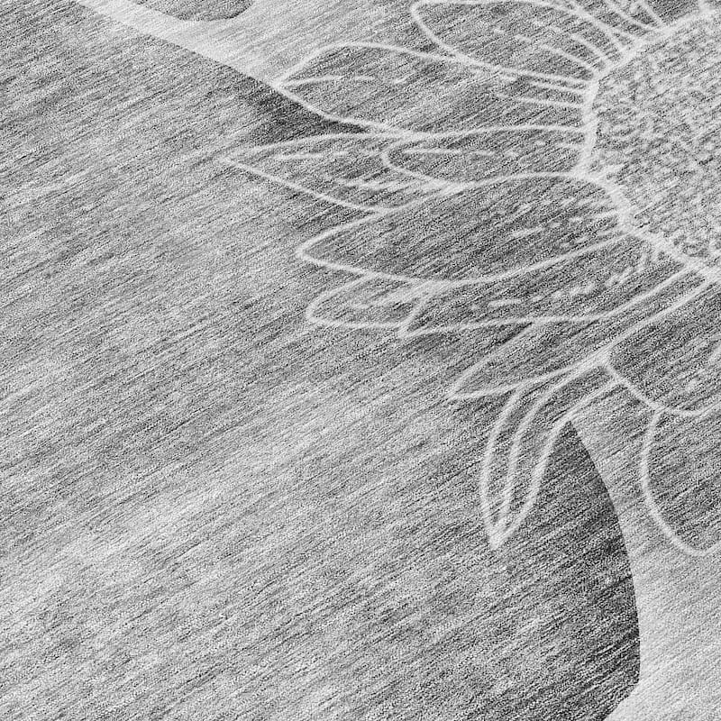 Machine Washable Indoor/ Outdoor Chantille Modern Sunflower Rug