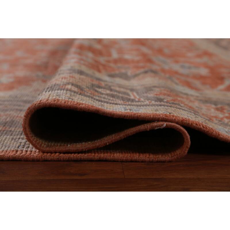 Hand Knotted Oriental 100% Wool Carpet Transitional All-Over Oranges & Rust Oushak Area Rug - 12' 4'' X 9' 3''