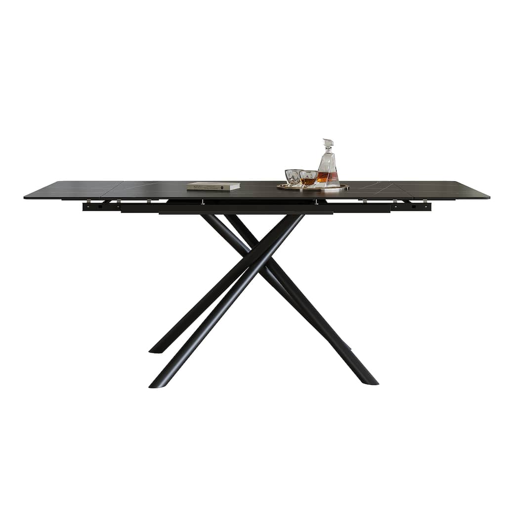 Modern Expandable Dining Table Side Table Coffee Table with Cross Legs, Table & Chairs Set with 4 Chairs