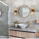 preview thumbnail 9 of 12, Mid-century Modern Gold 2-Light Cylinder Wall Sconce Glass Bathroom Vanity Light - L 13.4'' x W 5.5''