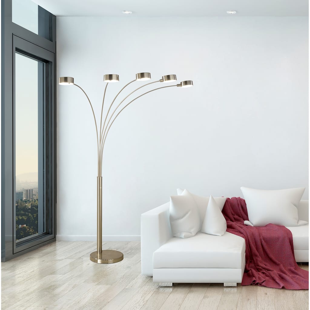 Artiva 88" 5 Arc Steel Tree Lamp w/ Dimmer Switch, Rotatable Shades