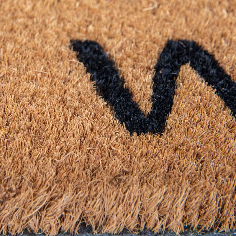 Printed Coir Doormat with "Work" and "Wine" Message and PVC Back - 32.0"L x 16.0"W x 0.1"H