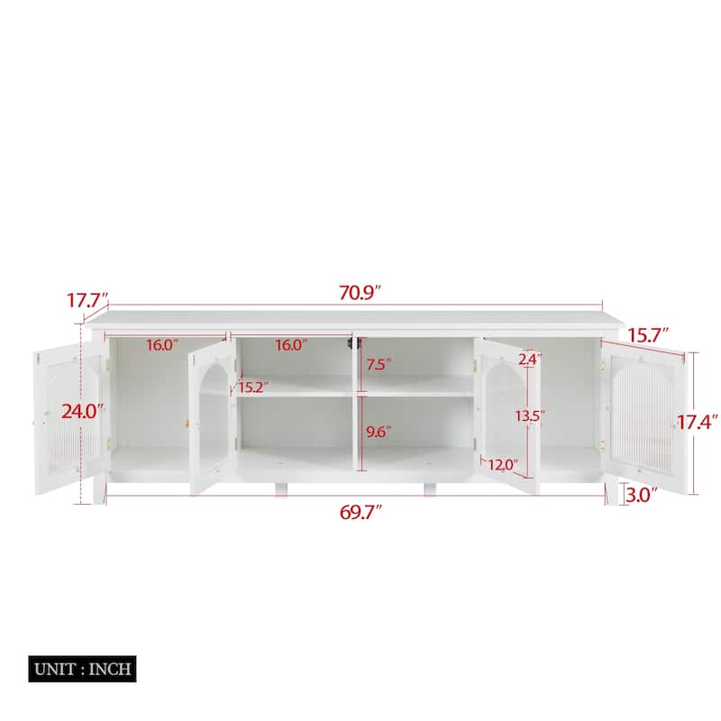 TV Stand Entertainment Center Media Console Cabinet with Changhong Glass Door