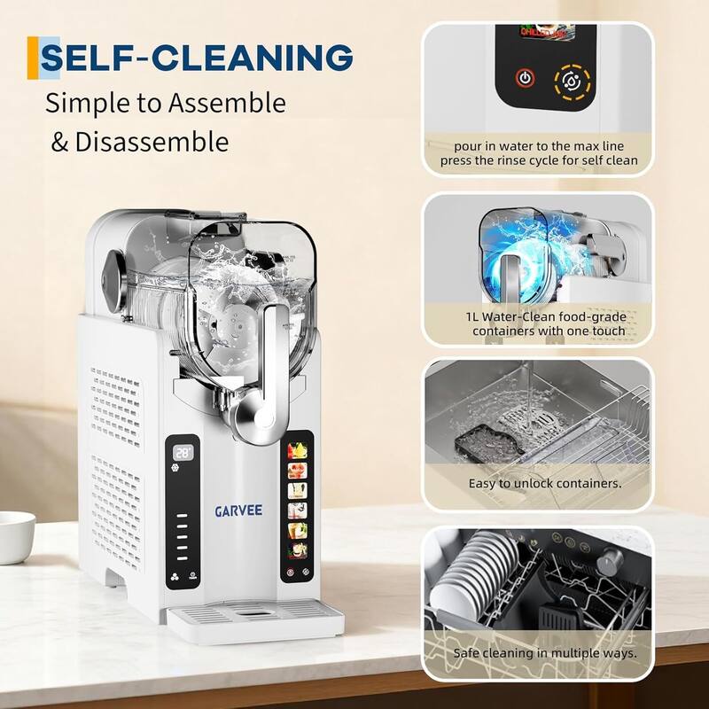 54oz Slushy Machine, Slushie Maker with 6 Preset Modes, LED Display for Home Party Use, White