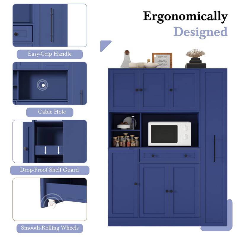 Traditional 52.8x17.7x70inch Freestanding Buffet with Hutch
