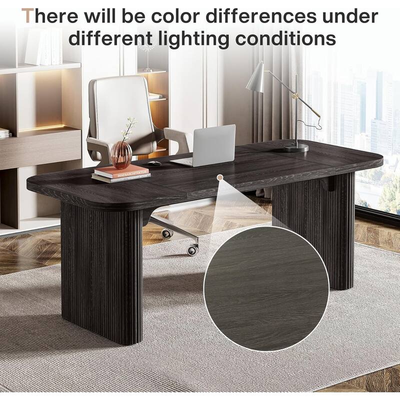 62-Inch Wood Rectangular Executive Desk Large Modern Conference Table for Home Office Boardroom