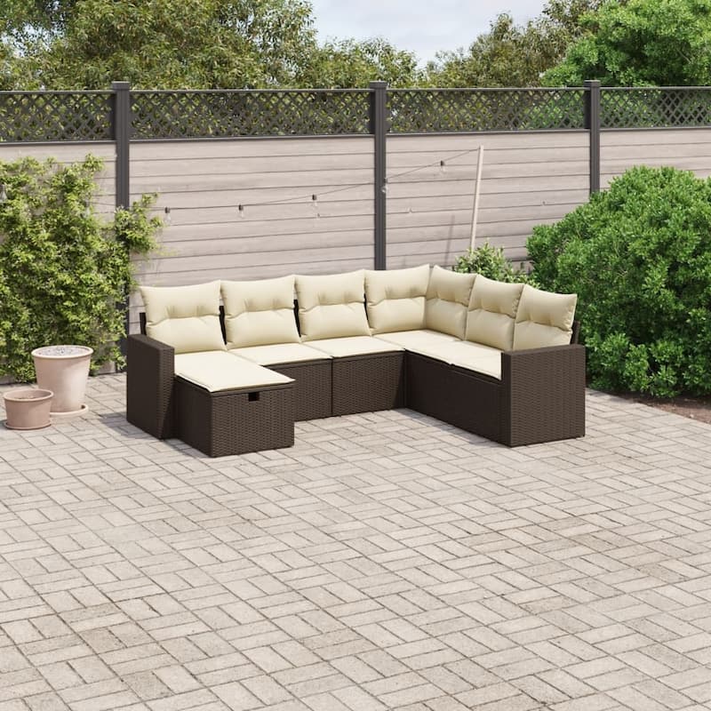 vidaXL Garden Sofa Set - Brown and cream Large Without table