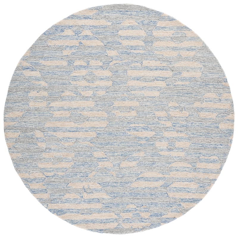 SAFAVIEH Handmade Metro Hester Wool Rug - 6' Round - Blue/Ivory