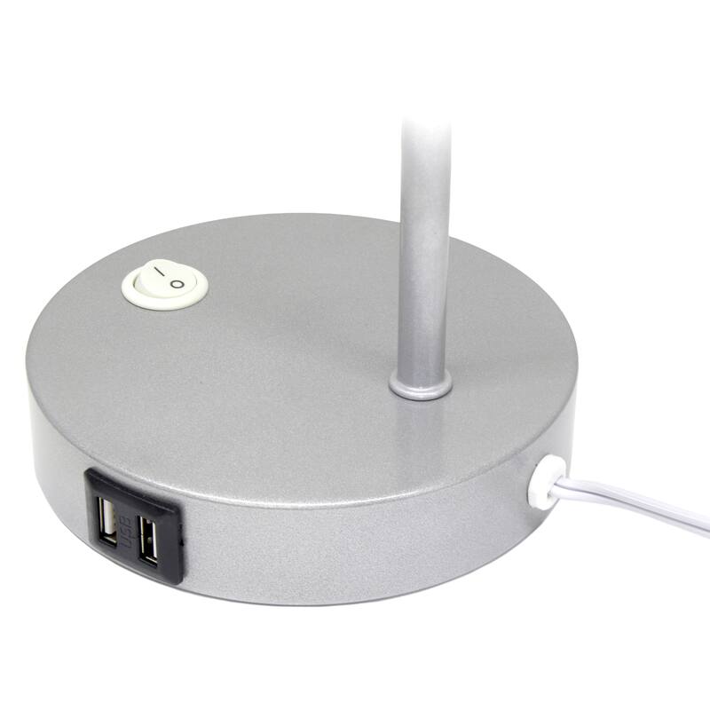 Modern Industrial Desk Lamp with Clear Glass Shade and Dual USB Charging Ports Multiple Colors - 8" (L) x 5.5" (W) x 15.75" (H)