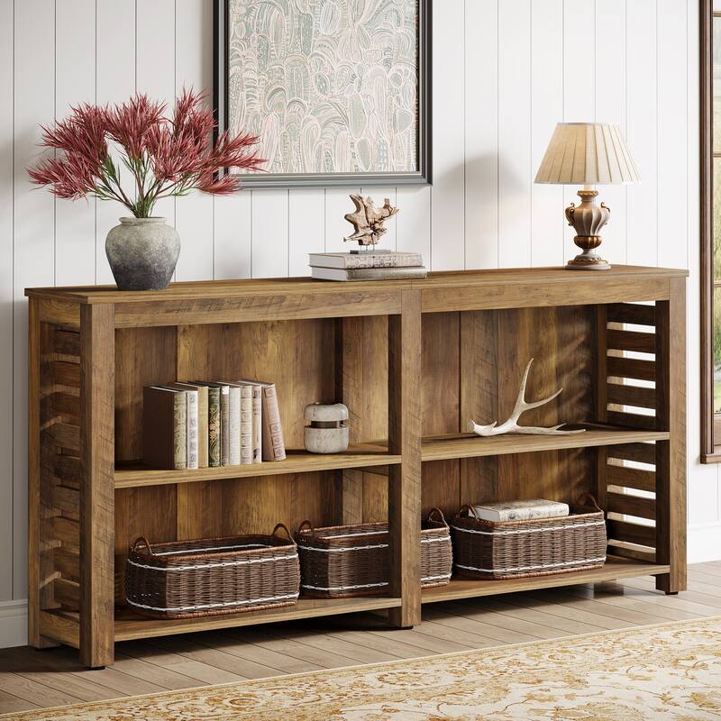 63-inch Farmhouse Console Sofa Table with Storage for Living Room