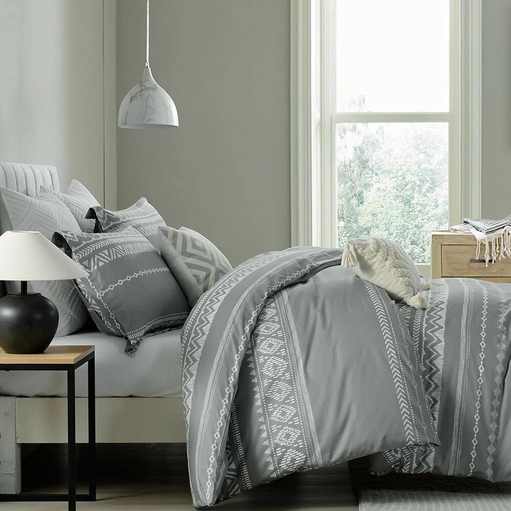 Gray Cotton Duvet Cover King Size, Comforter Cover Set