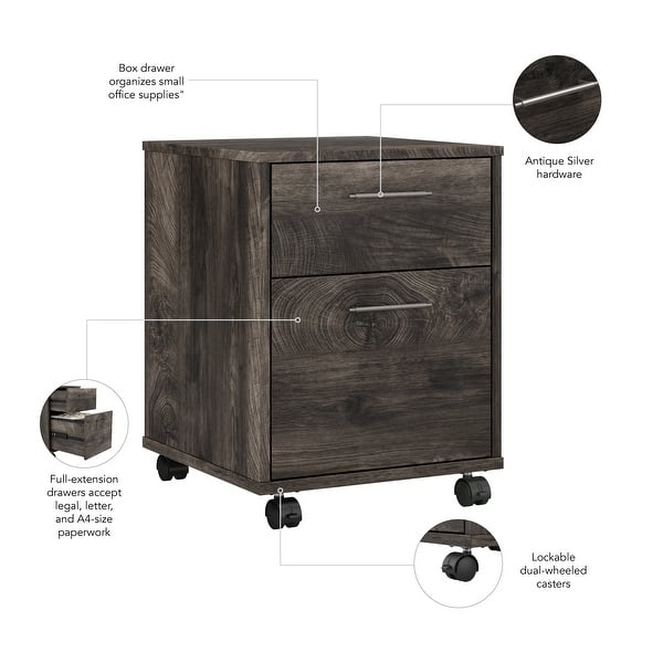 dimension image slide 9 of 12, Key West 2 Drawer Mobile File Cabinet by Bush Furniture