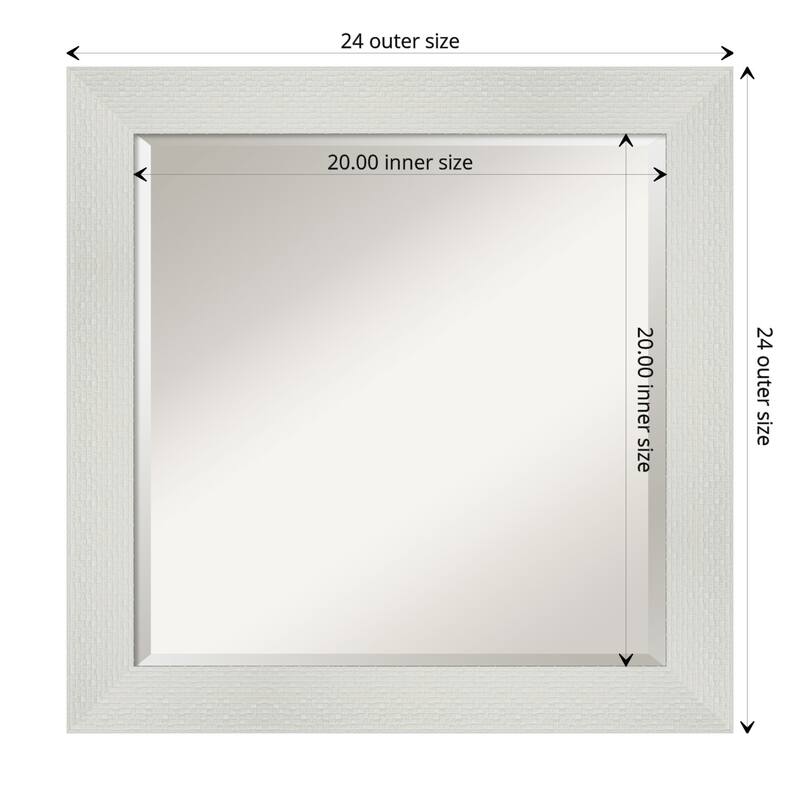 Beveled Bathroom Wall Mirror - Mosaic White Frame - Outer Size: 24 x 24 in