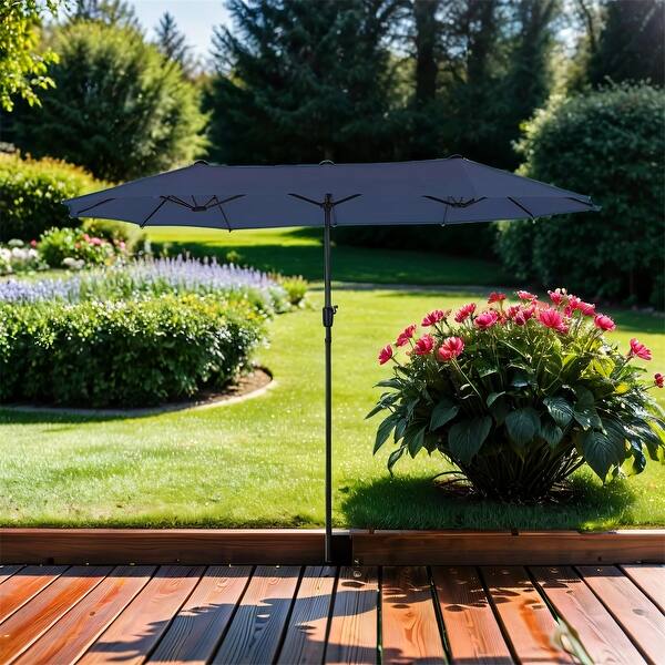 11-ft greige solar powered crank cantilever patio umbrella with base 9/10/11/12ft Solar LED Square Cantilever Patio Umbrella