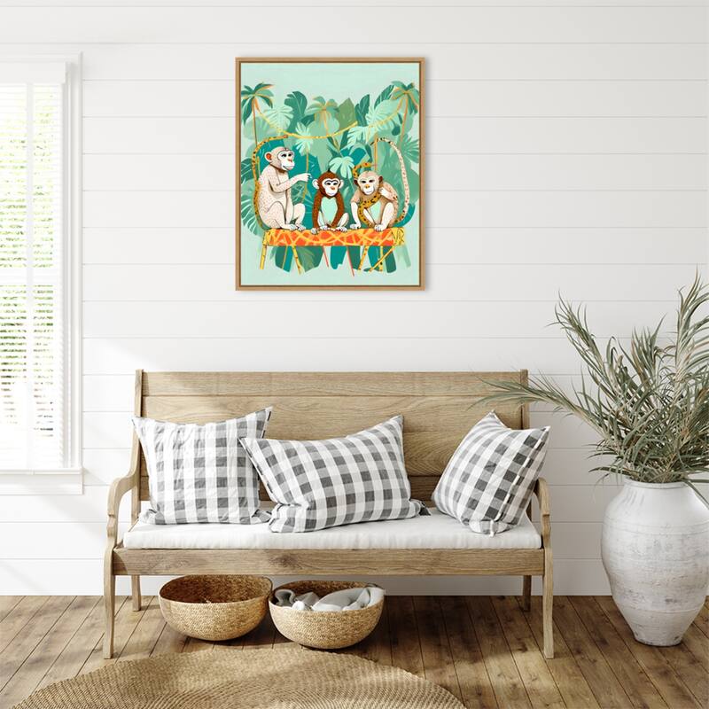 Monkey Play Date by Uma Gokhale Framed Canvas Wall Art