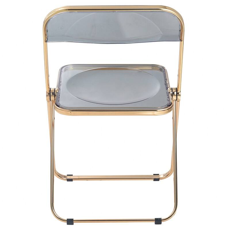Lawrence Modern Foldable Transparent Acrylic Folding Dining Chair with Accent Gold Chrome Frame for Home Living and Dining Room