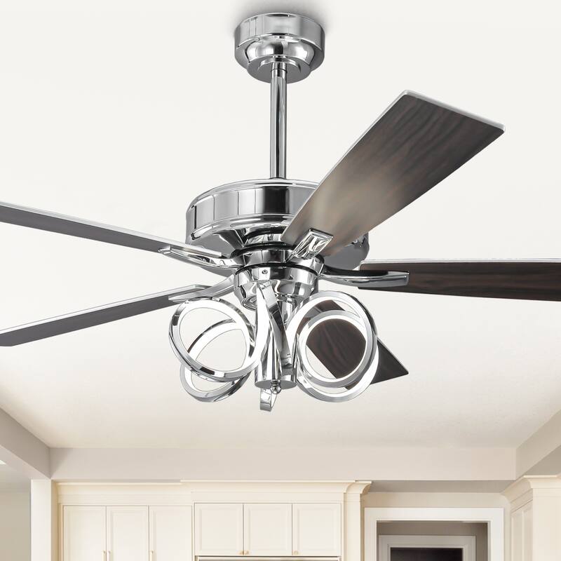 52" Modern LED Ceiling Fan with Remote and Unique Dimmable Light - 52" W x 19.3" H
