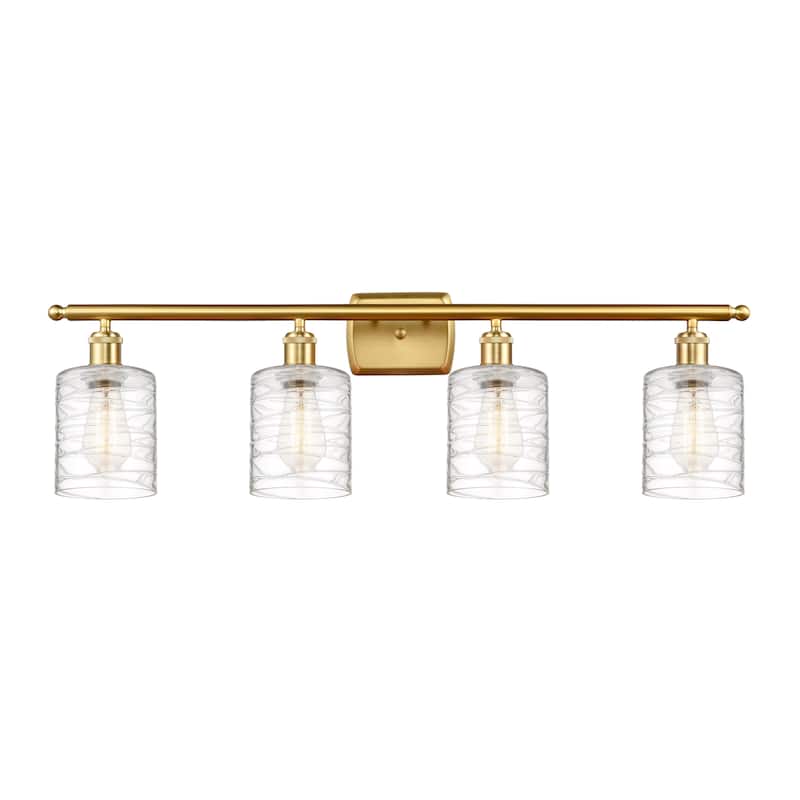 Innovations Lighting Ballston Cobbleskill - 4 Light 36" Bath Vanity Light - Deco Swirl/Satin Gold Finish