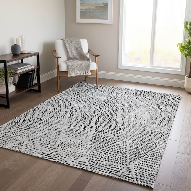 Machine Washable Indoor/ Outdoor Chantille Contemporary Diamonds Rug - Pewter - 9' x 12'