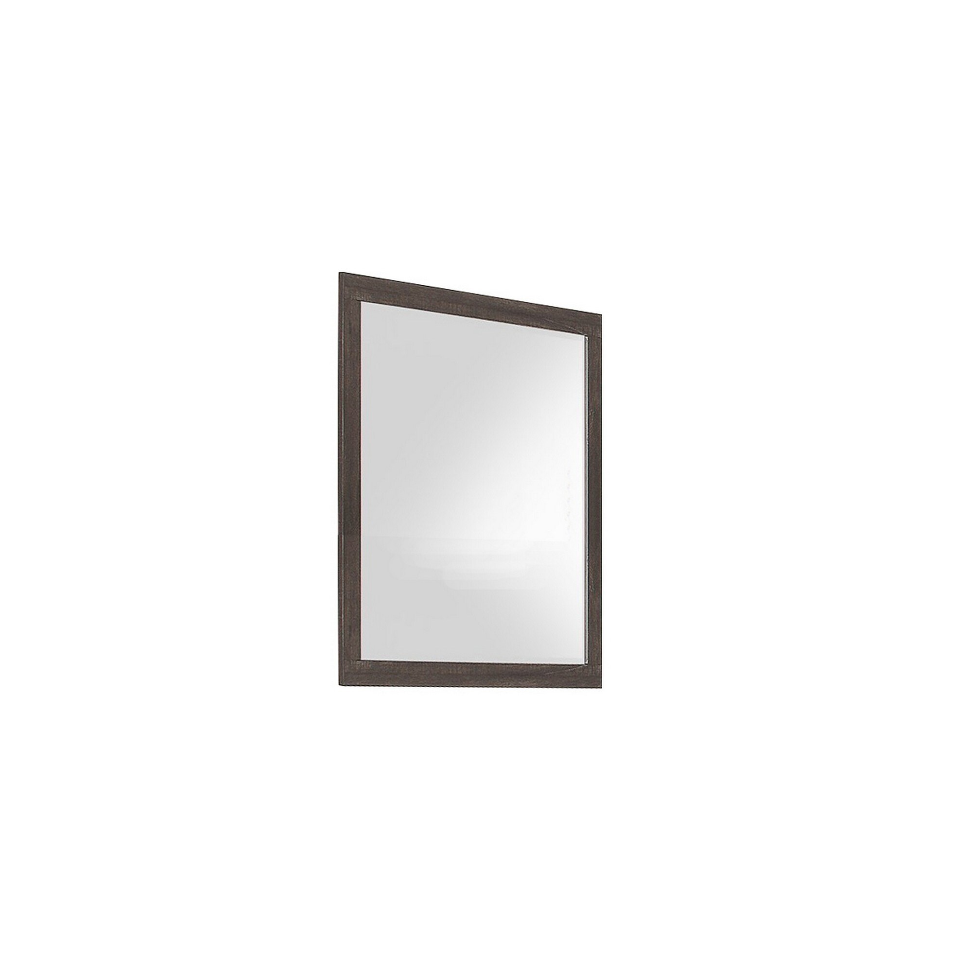 Square Shape Mirror with Wooden Frame and Beveled Edges, Weathered Brown