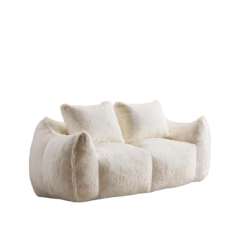 Giant Lazy Bean Bag Couch Chair Ultra Soft Fluffy Loveseat Sofa Chaise Lounge Indoor Cozy Faux Fur Reading Chair with Pillows