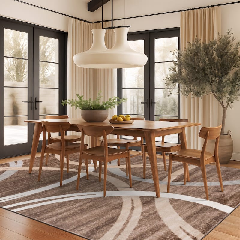 World Rug Gallery Contemporary Abstract Circles Design Area Rug