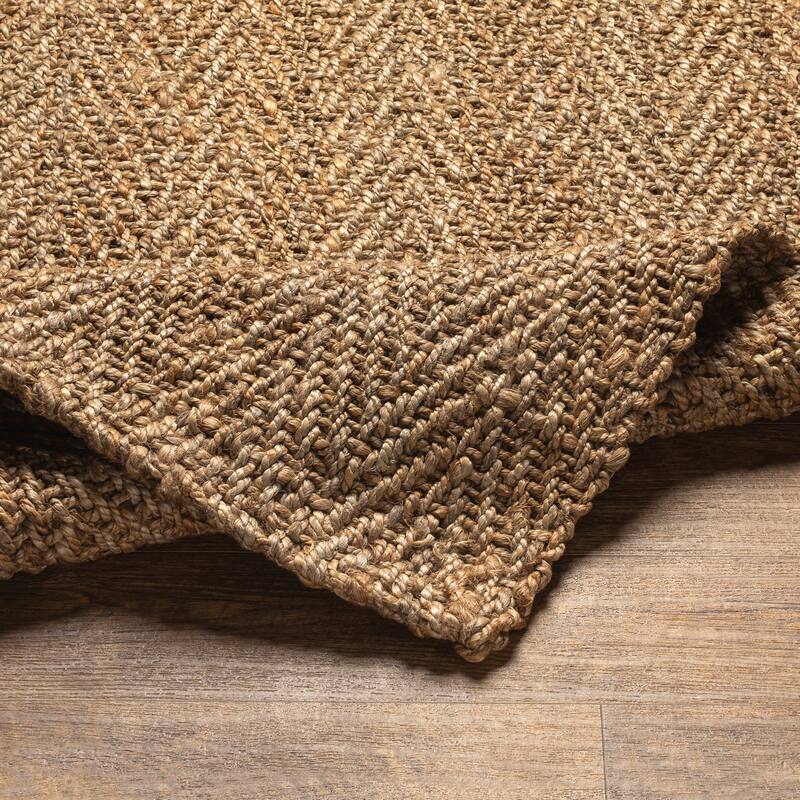 Livabliss Chifa Handmade Solid Chevron Jute Area Rug