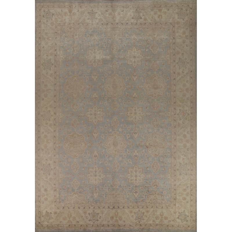 Vegetable Dye Oushak Turkish Area Rug Hand-Knotted Wool Carpet - 8'11" x 11'11"