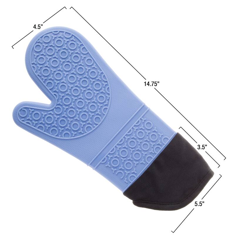 Silicone Oven Mitts – Extra Long Quality Heat Resistant with Quilted Lining and 2-sided Textured Grip by Windsor Home