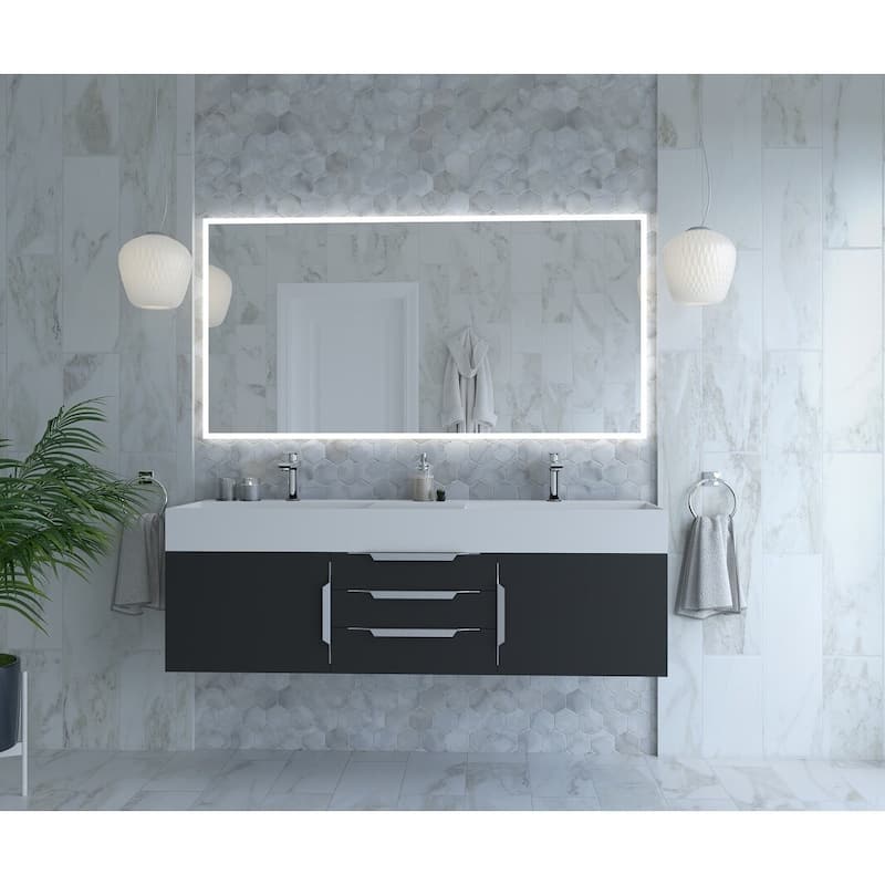 Amazon 60" Wall Mounted Bathroom Vanity Set w/ White Top
