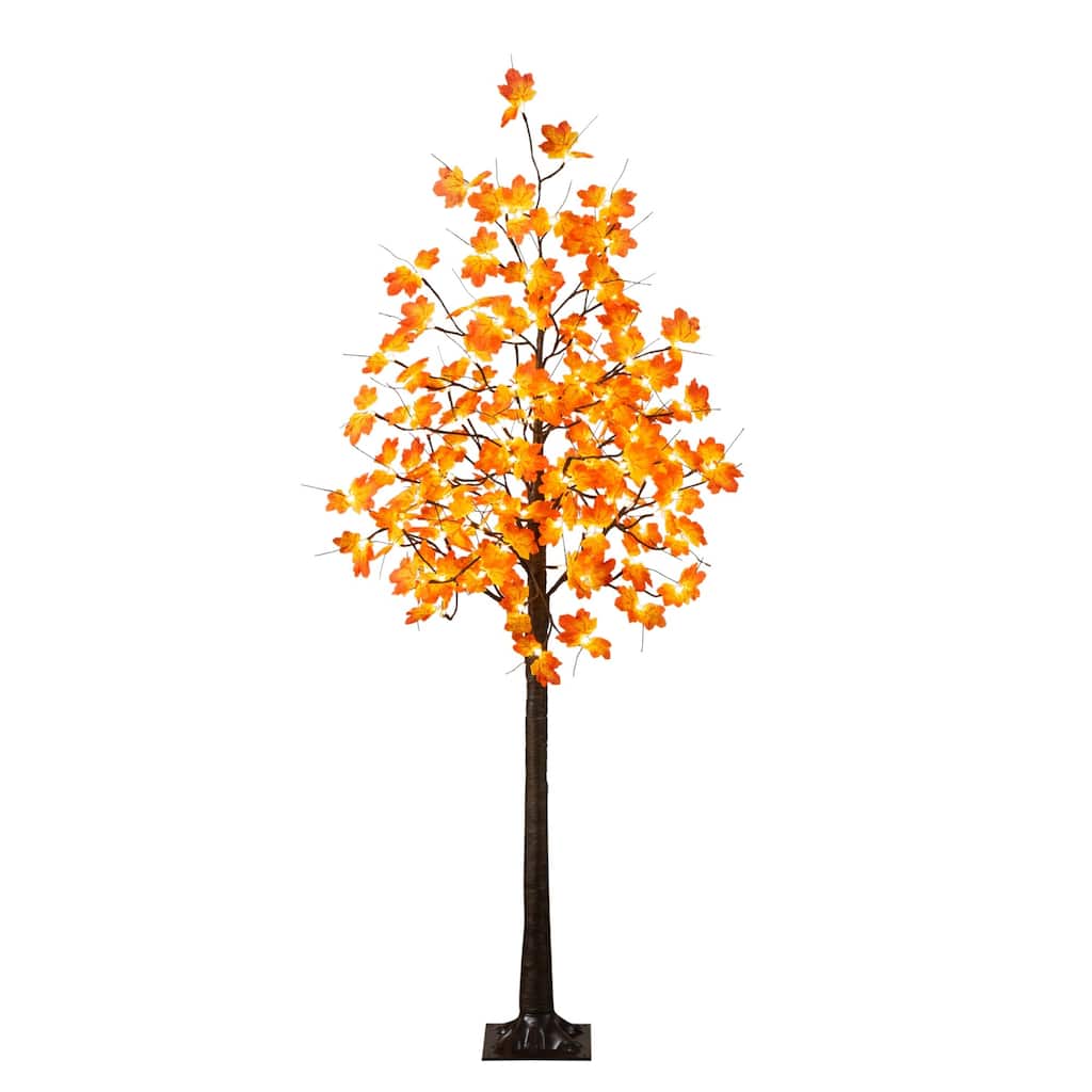 Pre-Lit Autumn Maple Minimalist Artificial Fall Tree - 6' - Warm White LED Lights