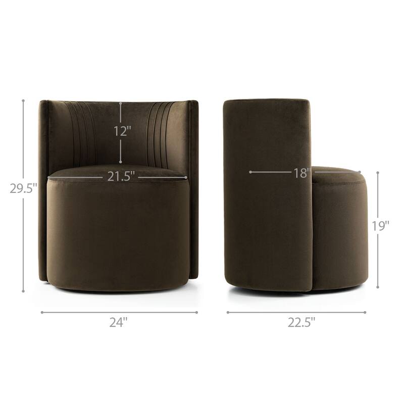 Velvet Swivel Dining Chairs with Rolling Casters, Upholstered Barrel Back Dining ArmChairs