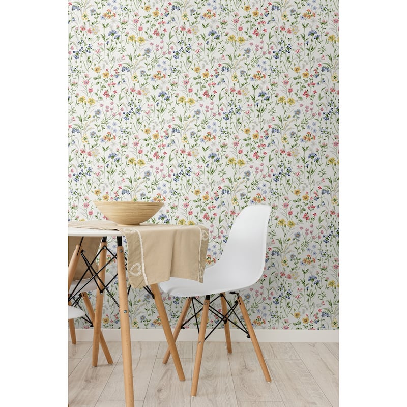 Seabrook Designs Wildflowers Prepasted Wallpaper - 20.5 in. W x 33 ft. L
