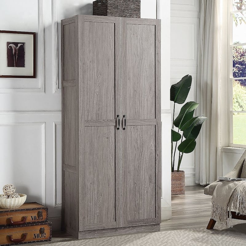 Manhattan Comfort Hopkins Modern 7 Shelf Freestanding Storage Closet - Grey