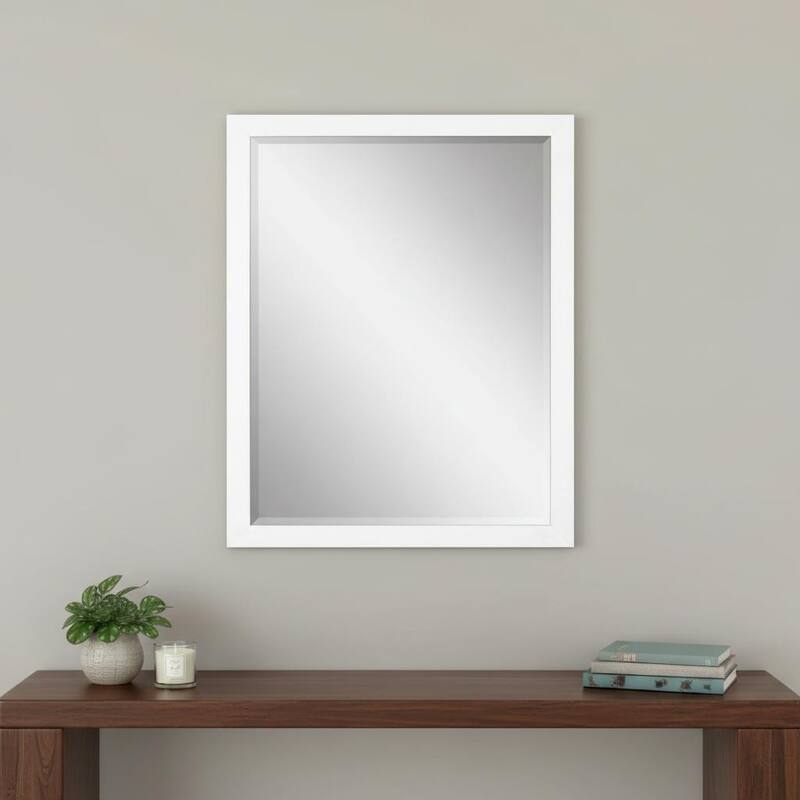 HomeRoots 33" White Framed Accent Mirror - 27.00 in. x 33.00 in. x 2.00 in. - 27.00 in. x 33.00 in. x 2.00 in.