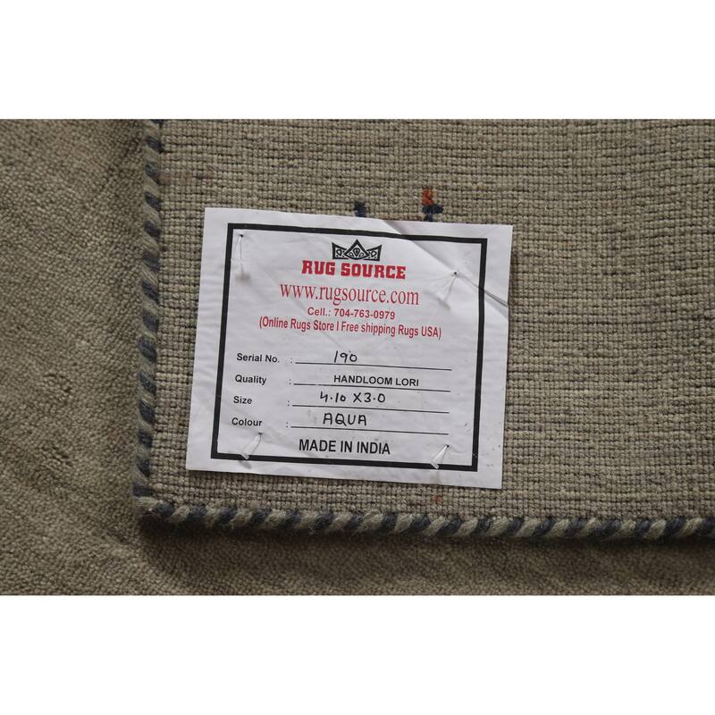 Hand Knotted Oriental 100% Wool Carpet Tribal Animal Pictorial Green Gabbeh Area Rug - 4' 10'' X 3' 0''